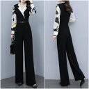 【取寄】パンツドレス パンツスーツ 長袖 ジャンプスーツ 大きいサイズ XL 2XL ワイドレッグパンツ 体型カバー お呼ばれ きれいめ エレガント 結婚式ドレス オールインワン 個性的 お洒落 ルーズパンツ(4)