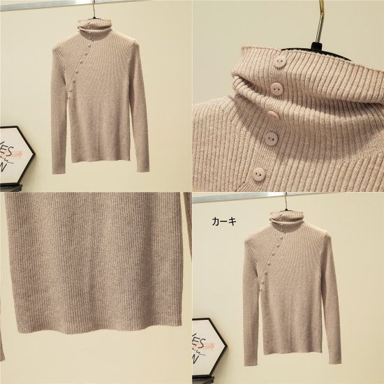 ニットトップスレディース長袖秋冬新...