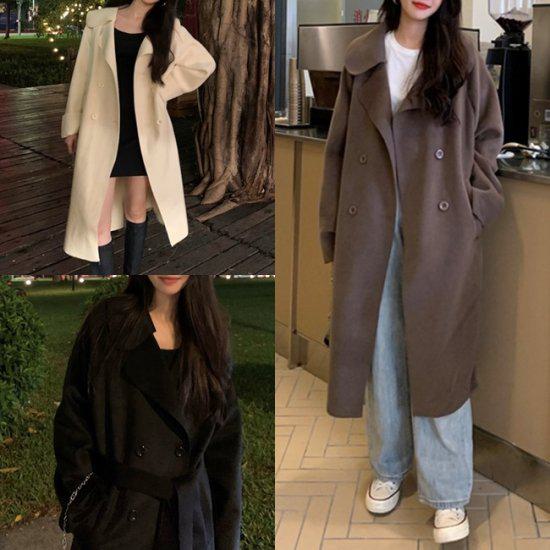 【取寄】コート ジャケット レディース チェスターコート アウター 羽織り 暖かい 秋 冬 長袖 シンプル 無地 ロングコート フェミニン ガーリー おしゃれ オトナ女子 きれいめ カジュアル デイリー お出かけ 韓国 通勤 通学 デート 買い物 20代 30代 40代 ダブルボタン 上品 2