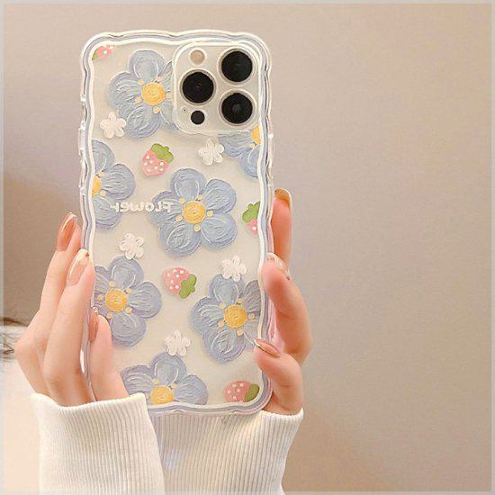 乐天商城 - 【取寄】スマホケース スマホカバー iPhoneケース 保護カバー レディース 滑り止め 落下防止 クリア 透明 花柄 花 フラワー ベア くま 熊 おしゃれ かわいい プリント 立体的 アイフォン iPhone13 iPhone12 pro max iPhone11 X XS XR 8 7 plus 6 6S SE ソフトラバー いちご