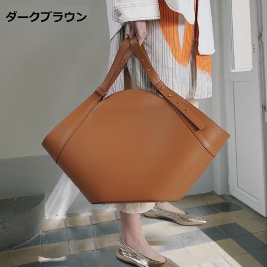 Rakuten - 【取寄】トートバッグ レディース ハンドバッグ 肩掛けバッグ ラージバッグ 大きめ 大容量 通勤通学 カジュアル きれいめ お出掛けおしゃれ 鞄 かばん バッグ PU 無地 ブラウン ブラック 茶 黒