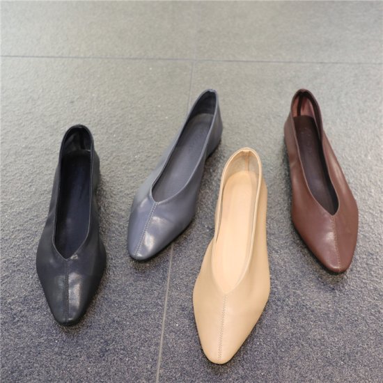 【取寄】パンプス レディース フラットシューズ ローヒール バレエシューズ 靴 シューズ シンプル 無地 ぺたんこ 履きやすい 歩きやすい カジュアル お出掛け スクエアトゥ パンプス レディース(4)