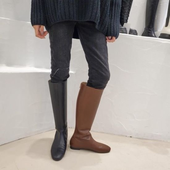 【取寄】ロングブーツ レディース ラウンドトゥ シンプル ローヒール トレンド ルーズ カジュアル エレ..