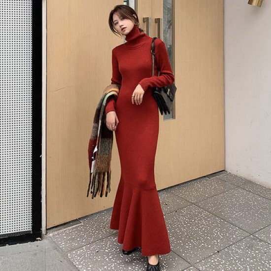 ニットワンピースレディースロングワ...