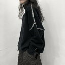【取寄】ニットトップス レディース セーター ニット トップス タートルネック ハイネック カジュアル お出かけ おしゃれ シンプル 無地 長袖 プルオーバー ステッチ ゆったり ルーズ ニットトップス|詳細画像