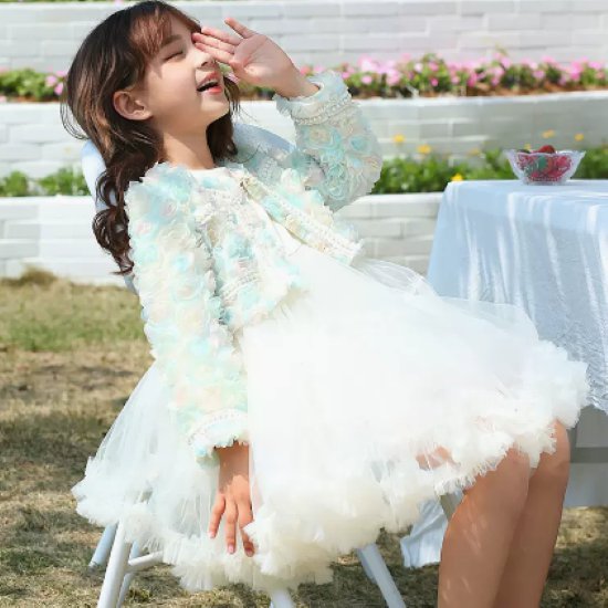 【取寄】卒園式 子供服 ワンピース ジャケット ツーピース 2点セット ふんわりスカート ノーカラー 花柄 フラワー 長袖 女の子 キッズ ガールズ 入園式 入学式 膝丈スカート 発表会 フォーマル お呼ばれ