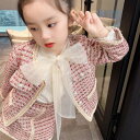 【取寄】卒園式 子供服 ジャケット シャツ スカート 3点セット スリーピース ノーカラー リボン 女の子 ガールズ キッズ パールボタン シングルブレスト お...