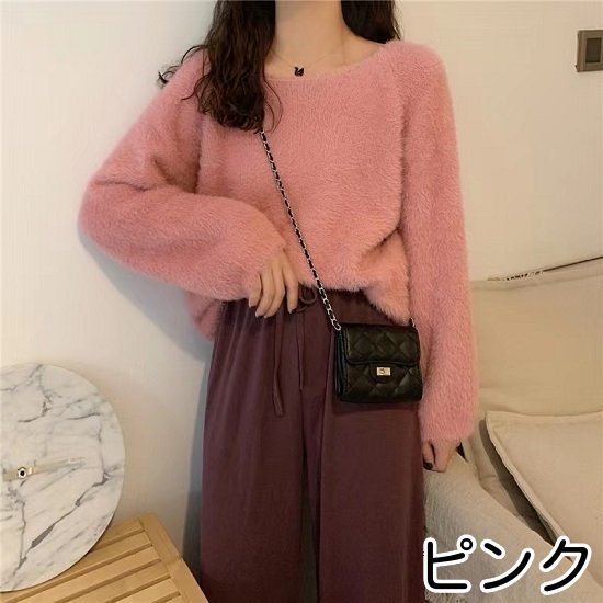 【取寄】ニット レディース 秋冬 大きいサイズ 秋 冬 ニットトップス シャギー モヘア ルーズ レディー..