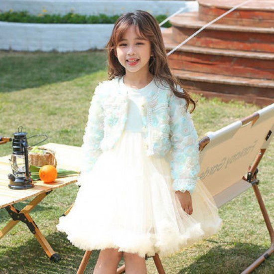 【取寄】卒園式 子供服 ワンピース ジャケット ツーピース 2点セット ふんわりスカート ノーカラー 花柄 フラワー 長袖 女の子 キッズ ガールズ 入園式 入学式 膝丈スカート 発表会 フォーマル 可愛い