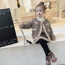 【取寄】卒園式 子供服 ジャケット スカート 2点セット ツーピース 上下セット 女の子 ガールズ キッズ 厚手 ボア ノーカラージャケット チェック柄 格子柄...