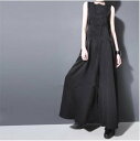 【取寄】サロペット レディース オーバーオール ゆったり ワイドパンツ ルーズシルエット 黒 ブラック カジュアル お出かけ おしゃれ 個性的 パンツ ボトムス レイヤードスタイル 重ね着 シンプル 無地(4)