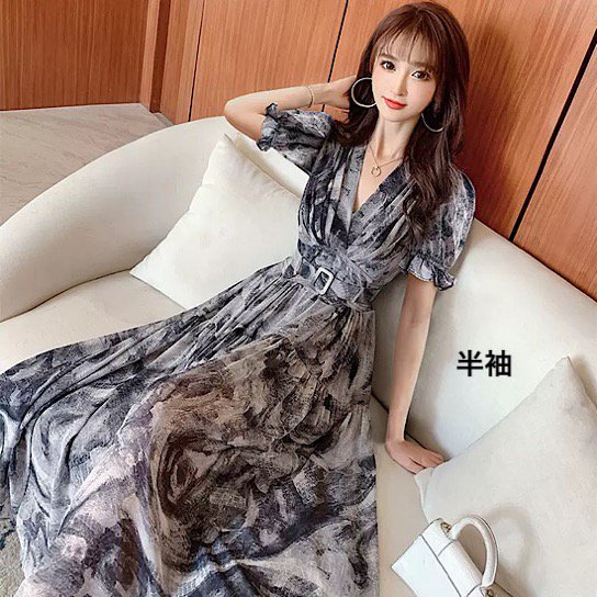 【取寄】結婚式ドレス シフォン 軽やか 長袖 スリム Vネック ベルト付き 発表会 演奏会 レディース 結婚式 ステージ衣装 半袖 ロング丈 エレガント ウエディングドレス カラードレス ハイウエスト