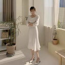 【取寄】結婚式ドレス 長袖 ハートカット レトロ スリム 無地 シンプル ミモレ丈 発表会 演奏会 レディース 結婚式 ステージ衣装 エレガント ウエディングドレス カラードレス イブニングドレス