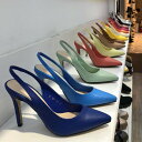 【取寄】パンプス レディース 靴 シューズ スリングバックパンプス ポインテッドトゥ ハイヒール 美脚 脚長 シンプル 無地 カジュアル お出かけ おしゃれ きれいめ カラー豊富 スティレットヒール PU