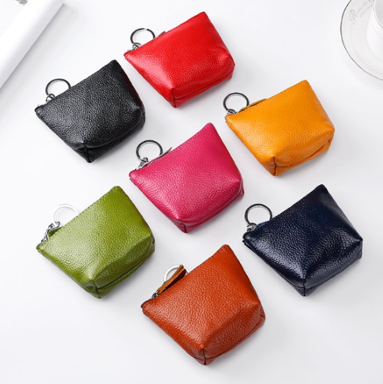 【取寄】コインケース レディース 小銭入れ 小物入れ マルチポーチ ファスナーポーチ コンパクトポーチ キーホルダー付き シンプル 無地 コインパース 多用途 牛革 レザー 小さめ ミニポーチ コインケース