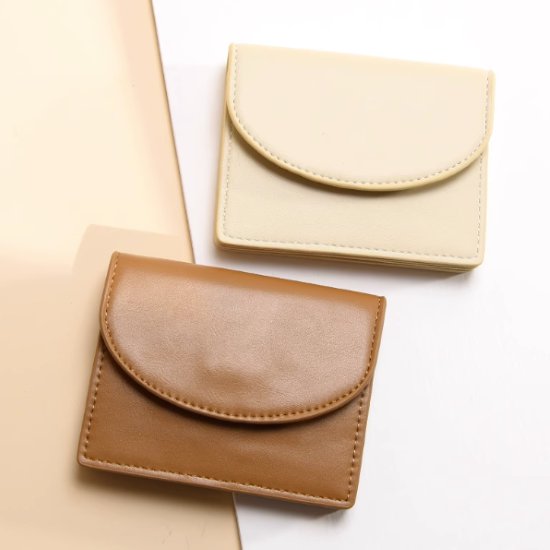 Double-Fold （No Coin Wallet） - 【取寄】カードケース レディース カード入れ カード収納 カードホルダー 名刺ケース 名刺入れ シンプル 無地 きれいめ エレガント コンパクト 持ち歩き 小さめ 手のひらサイズ おしゃれ カードポーチ 女性