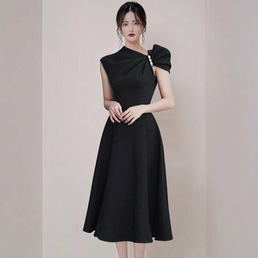 【取寄】結婚式ドレス レディース アシンメトリー ワンピース ノースリーブ ビジュー パール フレアワンピース ミモレ丈 ロング丈 Vネック 個性的 演奏会 二次会 披露宴 パーティードレス エレガント 【取寄】結婚式ドレス レディース アシンメトリー ワンピース ノースリーブ ビジュー パール フレアワンピース ミモレ丈 ロング丈 Vネック 個性的 演奏会 二次会 披露宴 パーティードレス エレガント