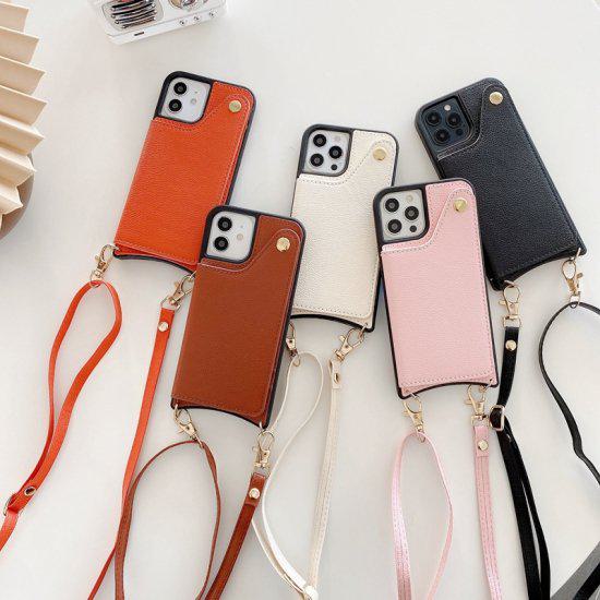 乐天商城 - 【取寄】スマホケース スマホカバー iPhoneケース カバー ストラップ ショルダー 肩紐 ひも ミラー 鏡付き 小銭入れ カード入れ カードホルダー おしゃれ かわいい iphone アイフォン iPhone13 iPhone12 pro max iPhone11 XR XS 8 plus 7 SE ブラック ホワイト 黒 白 全5色