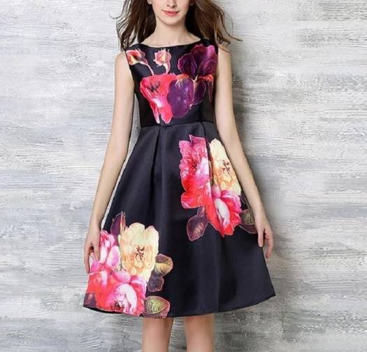【取寄】大きな花柄がゴージャスなノースリーブワンピース オルチャン プチプラパーティドレス フォーマル 可愛い 結婚式 二次会 お呼ばれ 謝恩会 発表会 演奏会 大きいサイズワンピース キャバ嬢ドレス