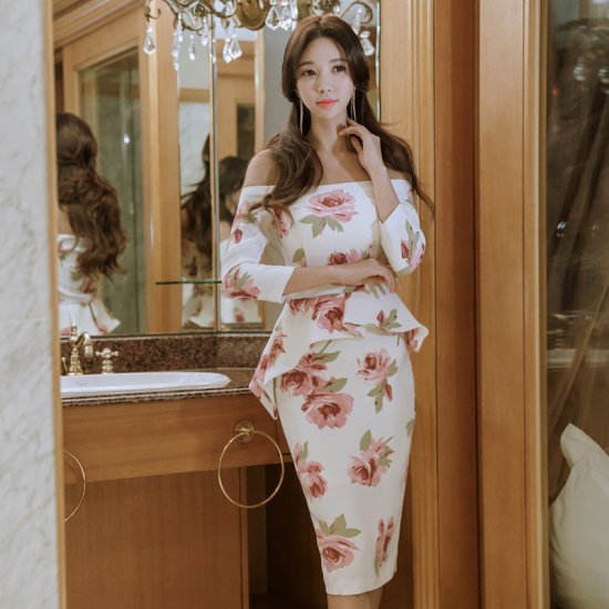 Rakuten - 【取寄】オルチャン プチプラパーティードレス フォーマル 可愛い 結婚式 二次会 お呼ばれ 謝恩会 発表会 演奏会 大きいサイズワンピース キャバ嬢ドレス きれい 膝丈 20代 30代 40代 清楚