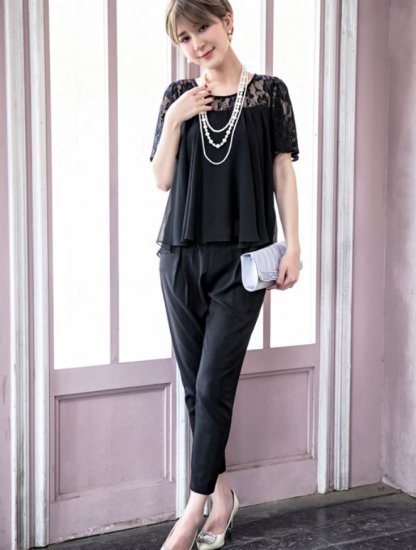 【取寄】パンツドレス セットアップ プチプラパーティードレス ラウンドネック半袖 テーパードパンツ セクシー キャバ嬢 発表会 フォーマル大きいサイズ 可愛い