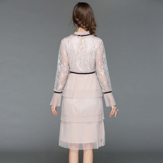 【取寄】オルチャン プチプラパーティードレス セクシー キャバ嬢 発表会 フォーマル 大きいサイズ 可愛い ラウンドネック ベルスリーブ ミディ丈スカート