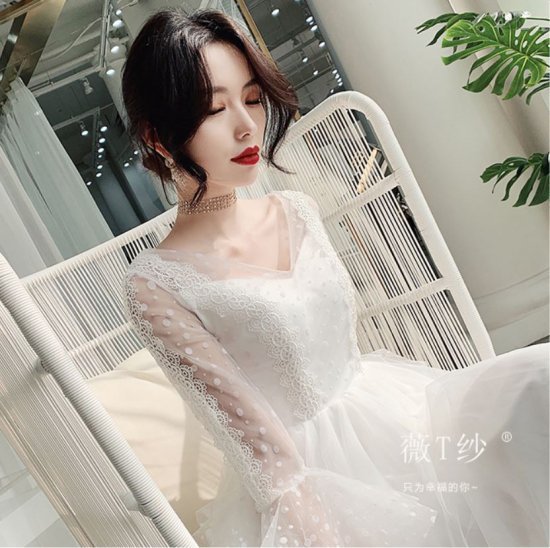 【取寄】オルチャン プチプラパーティードレス セクシー キャバ嬢 発表会 フォーマル 大きいサイズ 可愛い Vネック 長袖 ミディアム丈スカート