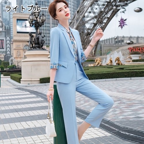 【取寄】入学式 卒業式 入園式 卒園式 スーツ レディース ジャケット パンツ セットアップ フォーマル 七分袖 エレガント 大きいサイズ 入学式 卒業式 入園式 卒園式 スーツ レディース ジャケット