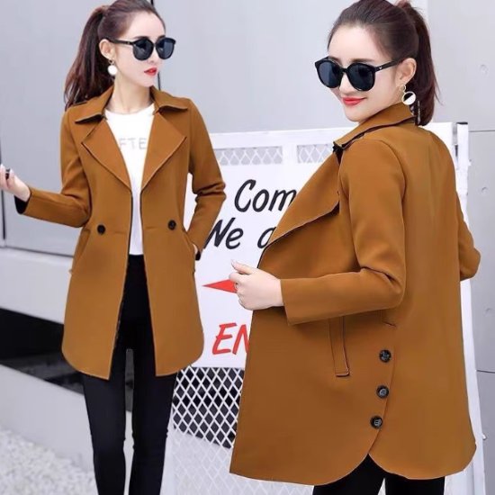 【取寄】ミドル丈ジャケット レディース アウター 羽織 ミドル丈コート 長袖 襟あり シンプル 無地 きれいめ エレガント スタイリッシュ サイドボタン スリムフィット カジュアル お出かけ おしゃれ 女性