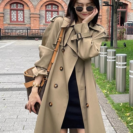【取寄】トレンチコート レディース アウター 羽織 ロングコート 長袖 コート ウエストベルト 襟あり スーツ襟 ボタン ダブルブレスト きれいめ エレガント オフィス カジュアル お出かけ おしゃれ 女性