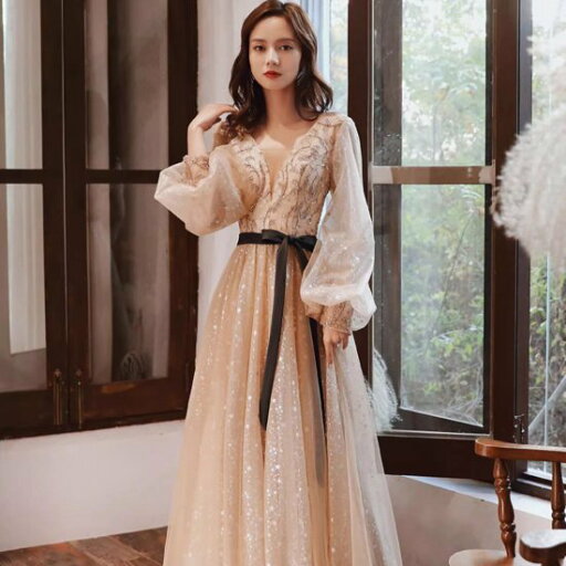 【取寄】演奏会ドレス レディース 結婚式ドレス ロングドレス 長袖 パフスリーブ Vネック 星 ビーズ マキシ丈 ウエストリボン ゴージャス 披露宴 ステージ衣装 パーティー イブニングドレス おしゃれ 【取寄】演奏会ドレス レディース 結婚式ドレス ロングドレス 長袖 パフスリーブ Vネック 星 ビーズ マキシ丈 ウエストリボン ゴージャス 披露宴 ステージ衣装 パーティー イブニングドレス おしゃれ