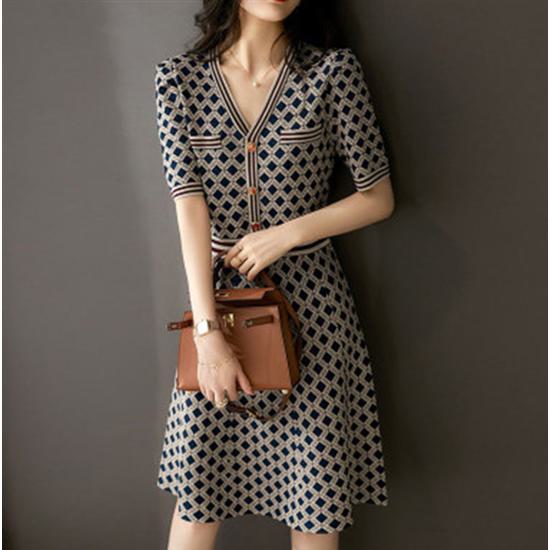 ワンピースレディース夏半袖ひざ丈き...