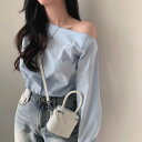 【取寄】長袖ブラウス レディース トップス シャツ ブラウス ワンショルダー オフショルダー シンプル 無地 セクシー 肩出し カジュアル お出かけ おしゃれ 春秋 プルオーバー 長袖 ファッション 女性