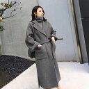 【取寄】ロングコート レディース ガウンコート Vネック テーラードカラー ベルト ルーズ ゆったり ロング丈 ミディアム丈 レトロ クラシカル 2color きれいめ 上品 エレガント オフィス おしゃれ(4)