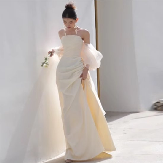 乐天商城 - 【取寄】ウエディングドレス レディース ワンピースドレス 演奏会ドレス 結婚式ドレス ブライダルドレス ロングドレス 花嫁 オフショルダー チューブトップ きれいめ エレガント 海外ウエディング 女性 ロング