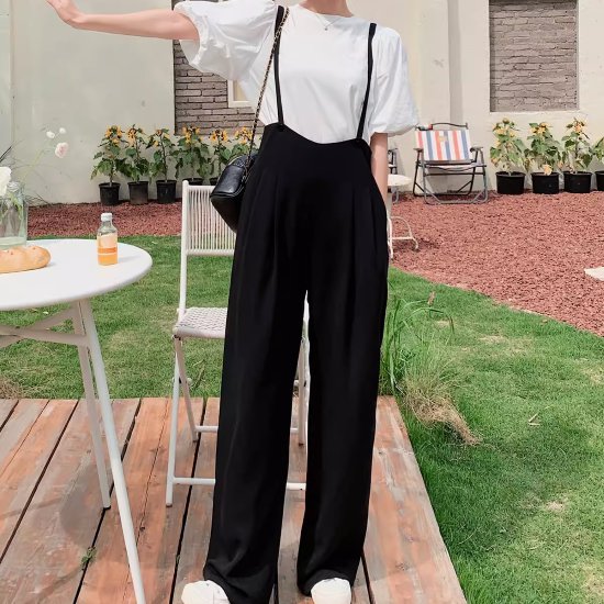 【取寄】サロペット ワイドパンツ オールインワン キャミソール ワンピース パンツキャミ 大きいサイズ レディース 女性 ボトムス ボトム ワイド ブラック ゆったり オーバーオール おしゃれ