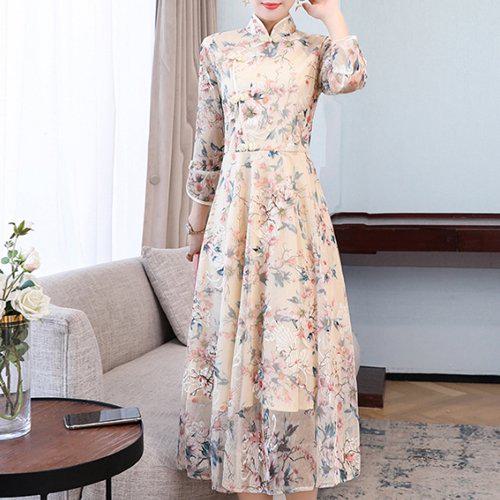 【取寄】パーティドレス 大きいサイズ 3XL ドレス 花柄ワンピース ワンピース 大人 フレア Aライン 結婚式 二次会 演奏会 発表会 披露宴 チャイナカラー シフォン 花柄 花柄プリント ベージュ きれいめ 上品 エレガント おしゃれ 可愛い ミモレ丈 お呼ばれ 七分袖 20代 30代 【取寄】パーティドレス 大きいサイズ 3XL ドレス 花柄ワンピース ワンピース 大人 フレア Aライン 結婚式 二次会 演奏会 発表会 披露宴 チャイナカラー シフォン 花柄 花柄プリント ベージュ きれいめ 上品 エレガント おしゃれ 可愛い ミモレ丈 お呼ばれ 七分袖 20代 30代