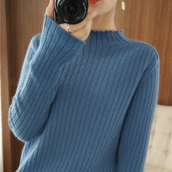 Turtleneck - 【取寄】セーター レディース 長袖 ニット インナー トップス プルオーバー ハーフタートルネック 無地 シンプル リブ リブニット 大きいサイズ 2XL カラバリ かわいい 大人可愛い おしゃれ 大人 上品 きれいめ カジュアル カジュアルスタイル オフィス 通勤 合わせやすい