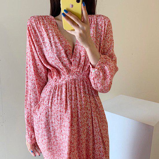 【取寄】ワンピース ロングワンピース レディース マキシ丈 きれいめ 秋 秋服 マタニティ 膝下 大きいサイズ 20代 30代 40代 上品 お出かけ 楽ちんワンピ オフィス ゆったり 愛され カジュアル レトロ 体型カバー カシュクール ロング丈 新作 小花 レッド ブラック グリーン