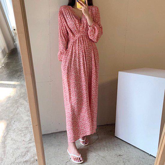 【取寄】ワンピース ロングワンピース レディース マキシ丈 きれいめ 秋 秋服 マタニティ 膝下 大きいサイズ 20代 30代 40代 上品 お出かけ 楽ちんワンピ オフィス ゆったり 愛され カジュアル レトロ 体型カバー カシュクール ロング丈 新作 小花 レッド ブラック グリーン