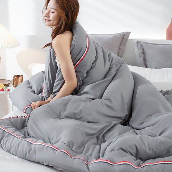 【取寄】かけ布団 掛けふとん 綿布団 冬用布団 寝具 秋冬 冬用 あったか キルト キルティング 暖か 中綿 ふかふか トリコロール ライトグレー エメラルドグリーン ダークグレー ホワイト ピンク イエロー 大人用 大きいサイズ 2人用 シングル セミダブル ダブル クイーン