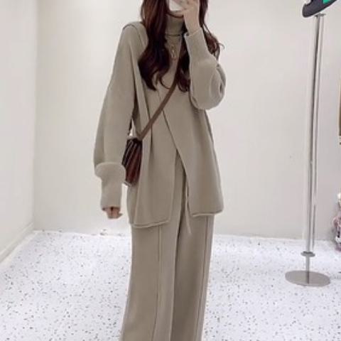 ニットセットアップ秋冬秋冬長袖2点...