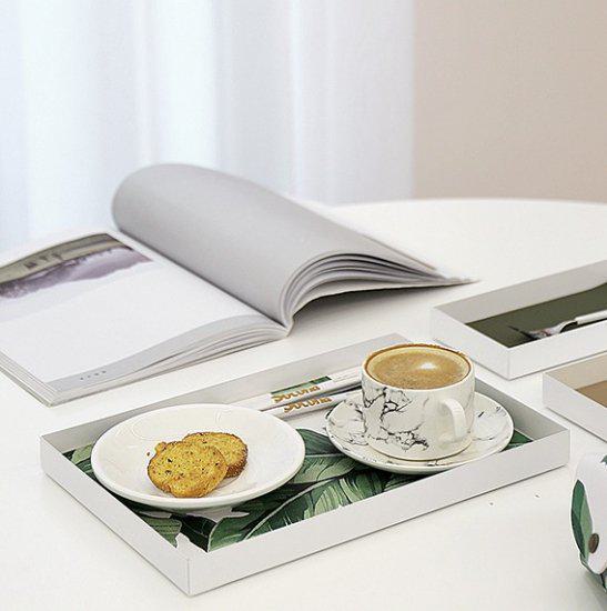 【取寄】シンプルトレー キッチントレー おしゃれ カフェ 韓国 カフェトレイ マルチトレイ お盆 コスメトレー キッチントレイ カフェトレイ 小物置き アクセサリー置き インテリア キッチン用品 おうちカフェ シンプル モノトーン インスタ映え 鉄製 PU素材 ブラック