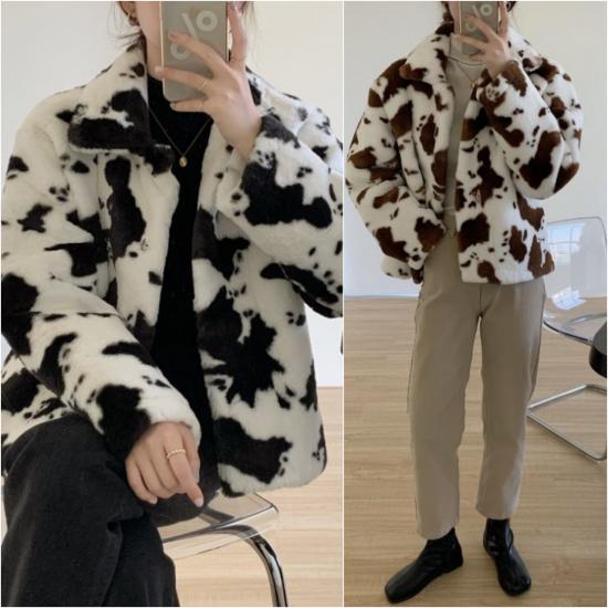 乐天商城 - 【取寄】ファーコート コート ファー レディース 冬用コート アウター 冬服 厚手 暖かい あったか 防寒 ミドル丈 ゆったり フェイクファー 毛皮コート 上着 羽織 フェイクファーコート ふわふわ もこもこ 冬 柄 かわいい カワイイ 可愛い 大人可愛い ブラウン ブラック