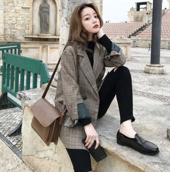 【取寄】ジャケット レディース 大きいサイズ テーラードジャケット テーラード アウター コート 長袖 ジャケット 羽織 上着 チェック柄 新作 通勤 オフィス ロング ゆったり きれいめ 大人可愛い おしゃれ かわいい ブレザー カジュアル ミディアム丈 学生 通学 10代 20代