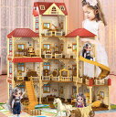 【取寄】子供 おもちゃ 女の子 ドールハウス 組み立てキット 人形の家 ミニチュア ハウス コレクション 家具付き 4階建て 高見え 高級感 豪華 大型 大きなお家 可愛い おうち おうち時間 おうち遊び おままごと ごっこ遊び こども 子ども 誕生日 クリスマス プレゼント