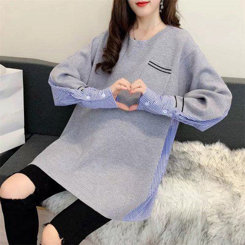 【取寄】セットアップ カットソー シャツ 異素材 レギンス 秋 冬 長袖 マタニティ 大きいサイズ 韓国 ..