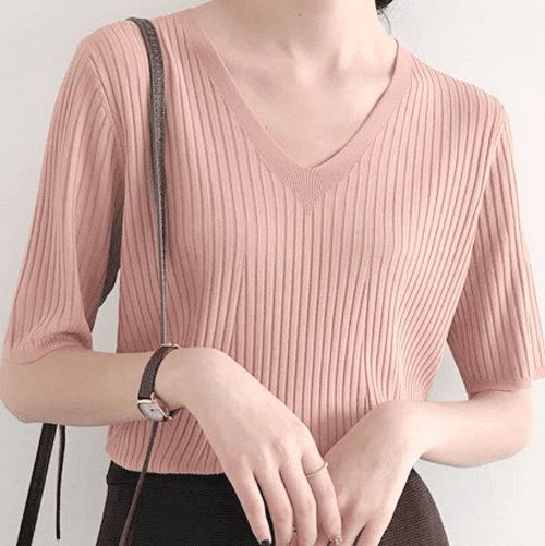 【取寄】サマーニット 半袖 レディース フェミニン 大人 夏新作 シンプル 着回し トップス 大きいサイズ ニット 大人女子 上品 清楚 綺麗め オフィス OL 通勤 Vネック 着痩せ効果 お出かけ オシャレ かわいい デイリー ママコーデ 大人カジュアル 涼しげ 春 夏 普段着