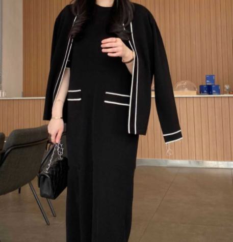 【取寄】セットアップ レディース ワンピース 半袖ワンピース ニットワンピース カーディガン 長袖ニットカーディガン 羽織 ジャケット 上着 2点セット おしゃれ 上品 シンプル 無地 かわいい フォーマル オフィス 通勤 OL ロング ロング丈 ロングワンピース 秋 冬