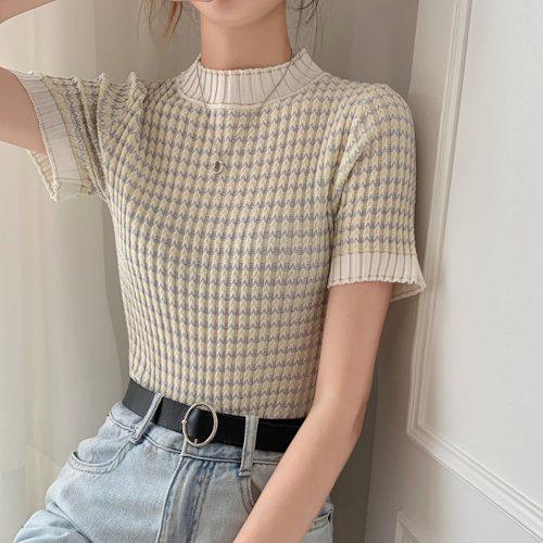 【取寄】サマーニット トップス レディース 夏 半袖 ハイネック ニット プルオーバー 夏新作 上品 キレイめ カジュアル ベーシック オフィス おしゃれ 可愛い シンプル 通勤 ママ デート お出かけ 普段使い デイリー リモートワーク テレワーク おうち ルームウェア ベージュ